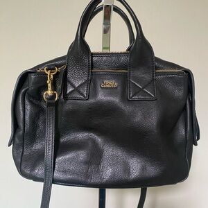 Vince Camuto Black Leather Satchel Bag with crossbody strap